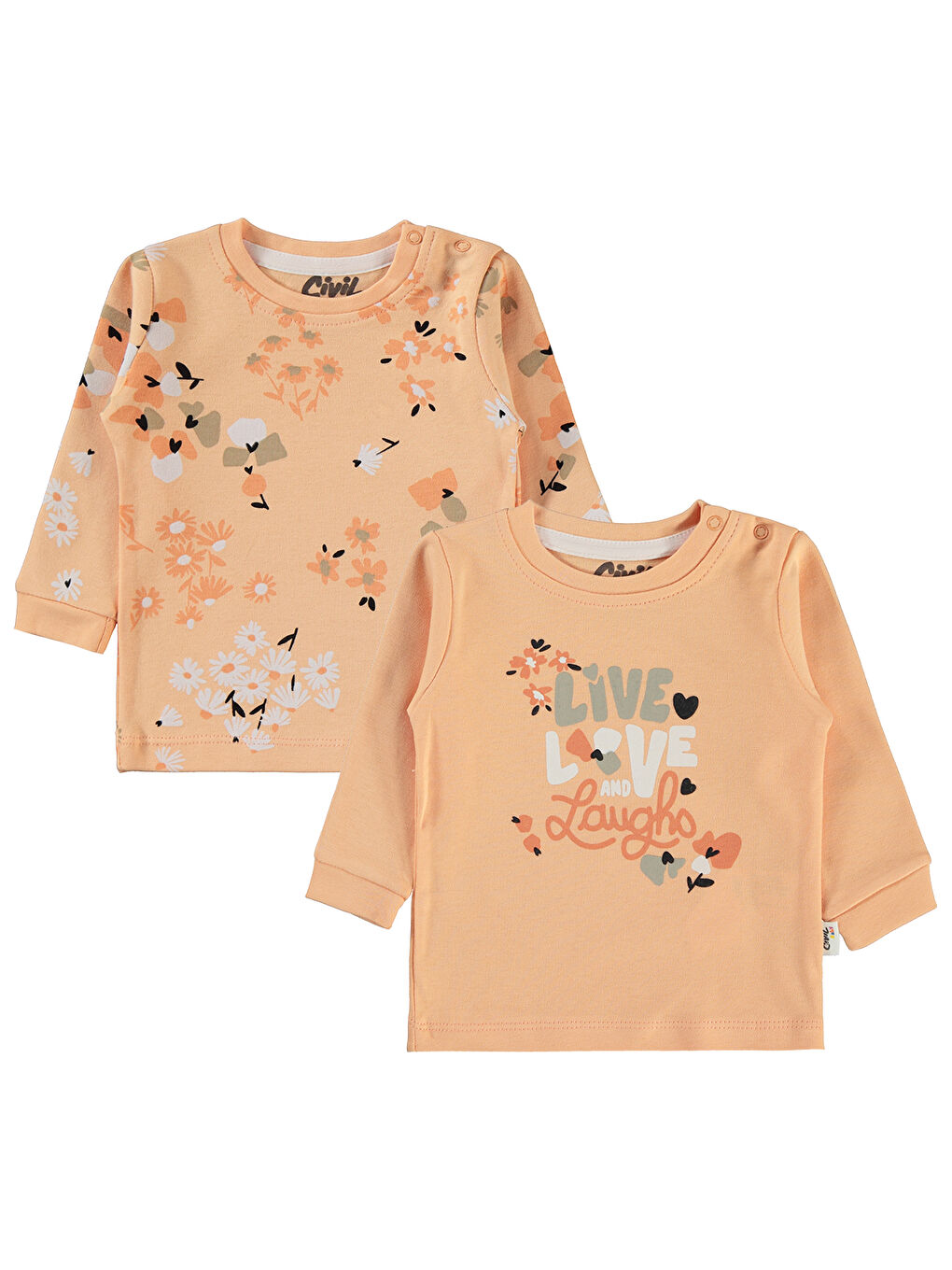 Pembe Baby Kız Bebek 2'li Sweatshirt 6-18 Ay Somon