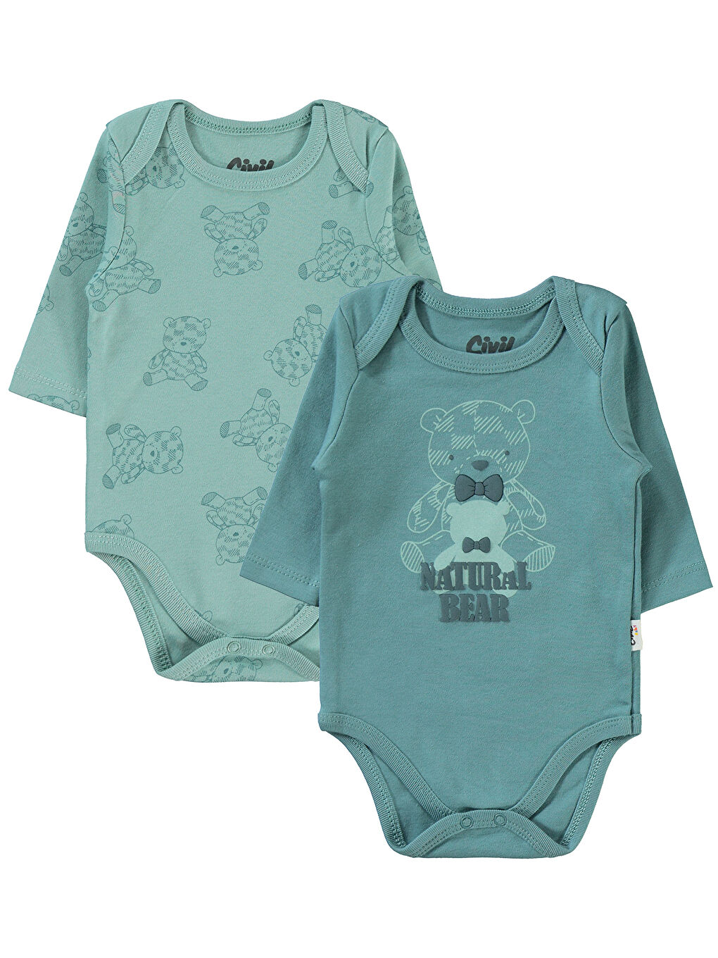 Baby Erkek Bebek 2'li Çıtçıtlı Badi 3-18 Ay Petrol