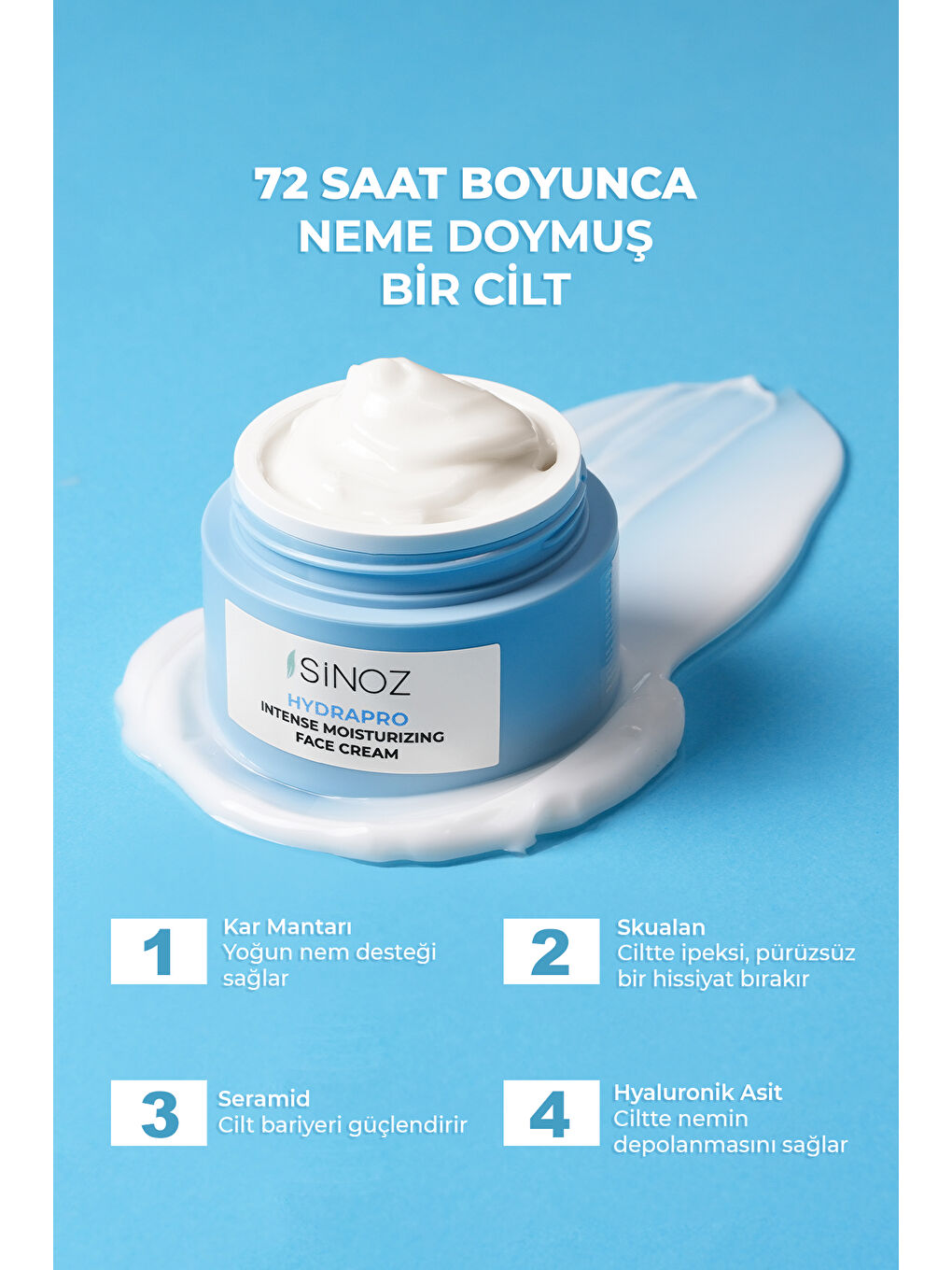 Sinoz Hydrapro Yoğun Nemlendirici Yüz Bakım Kremi (Kar Mantarı Mucizesiyle) 50 Ml - 1