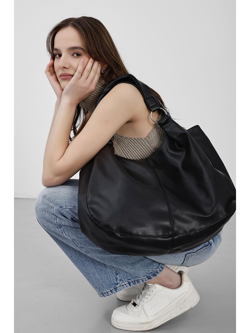 Marlene Salaş Omuz Çantası Siyah-1