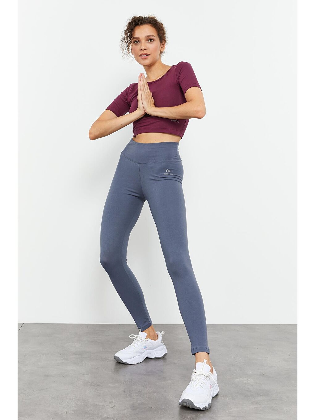 Petrol Yüksek Bel Toparlayıcı Slim Fit Dar Paça Kadın Tayt - 94011