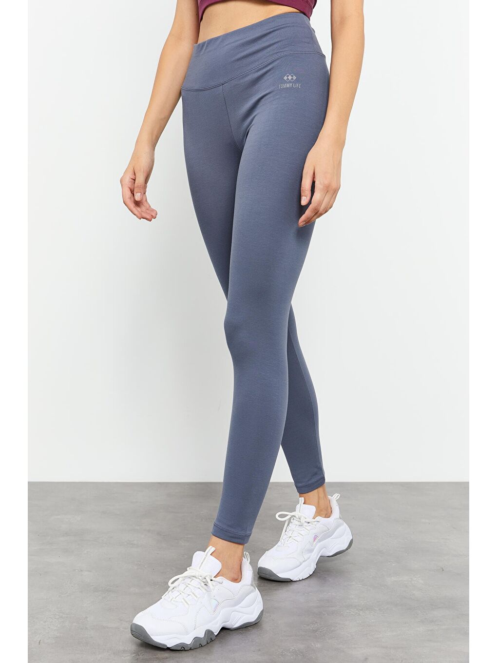 Petrol Yüksek Bel Toparlayıcı Slim Fit Dar Paça Kadın Tayt - 94011-1