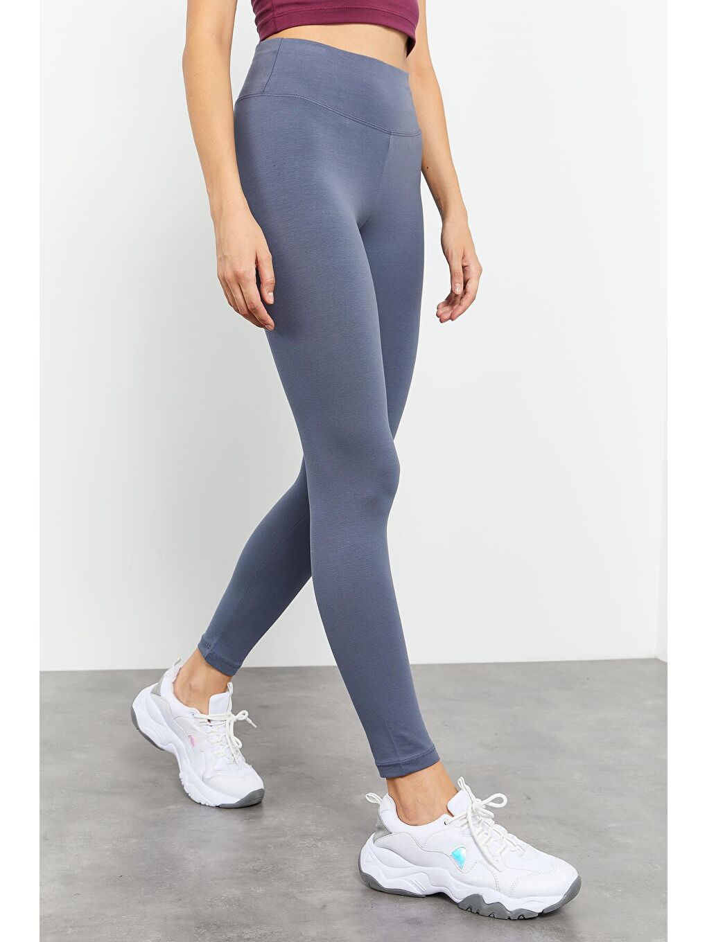 Petrol Yüksek Bel Toparlayıcı Slim Fit Dar Paça Kadın Tayt - 94011-3