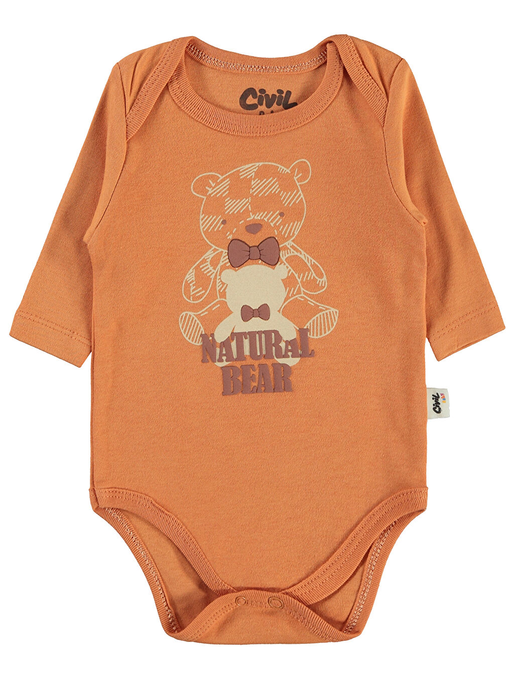 Kahverengi Bebek 2'li Çıtçıtlı Badi 3-18 Ay Tarçın-2