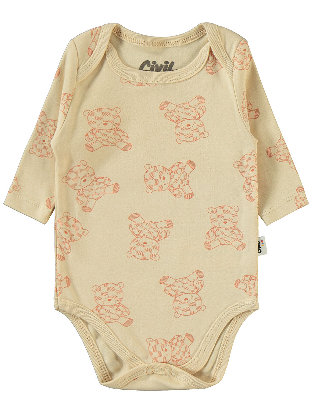 Kahverengi Bebek 2'li Çıtçıtlı Badi 3-18 Ay Tarçın-3