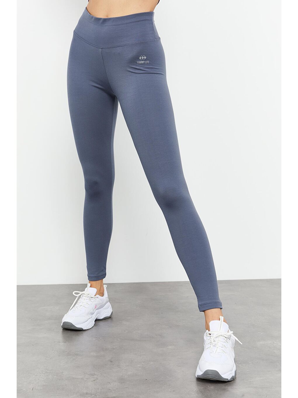 Petrol Yüksek Bel Toparlayıcı Slim Fit Dar Paça Kadın Tayt - 94011-4