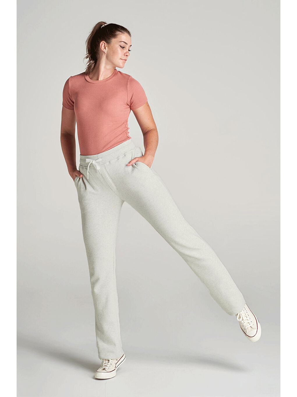 Bej Kadın İçi Polarlı 3 iplik Kalın Eşofman Altı SPR24EAK95-1