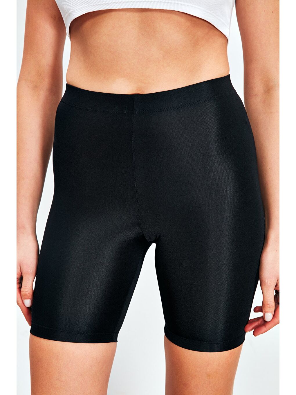 Yüksek Bel Şort Tayt - Siyah-2