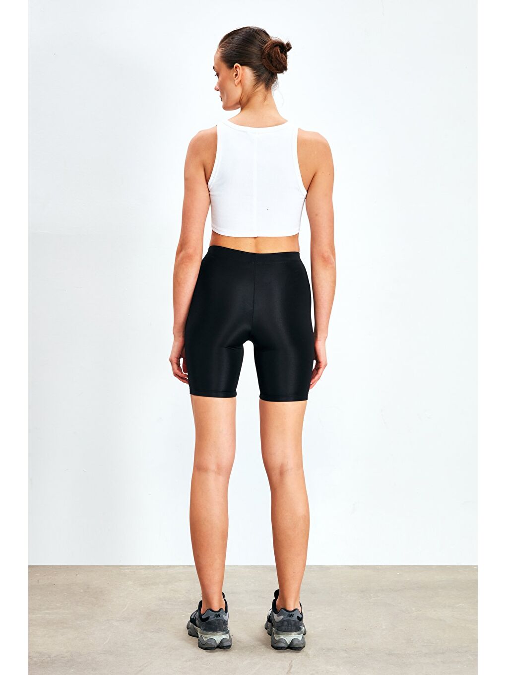 Yüksek Bel Şort Tayt - Siyah-3