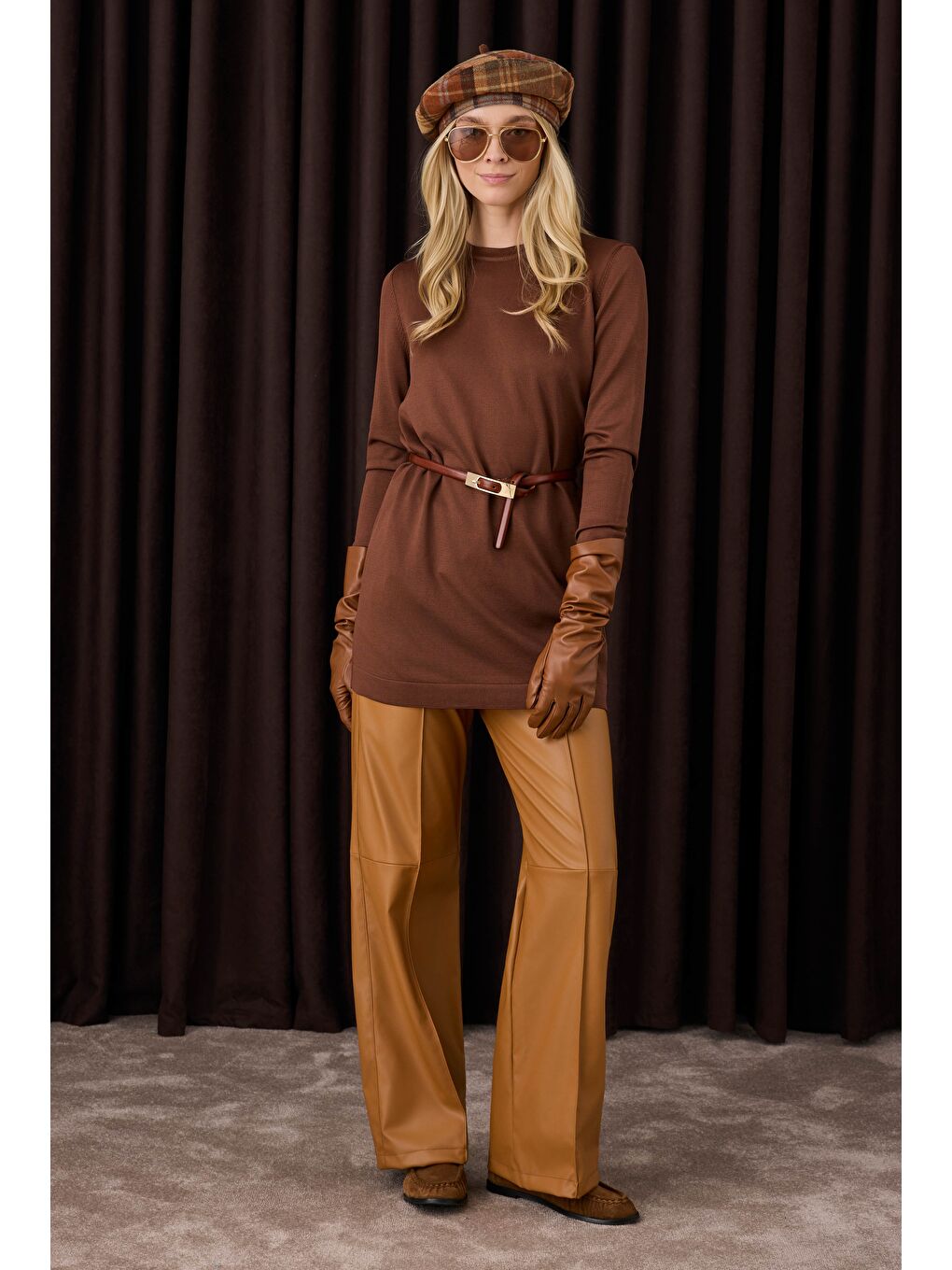 Kahverengi Basic Bisiklet Yaka Triko Acı Kahve