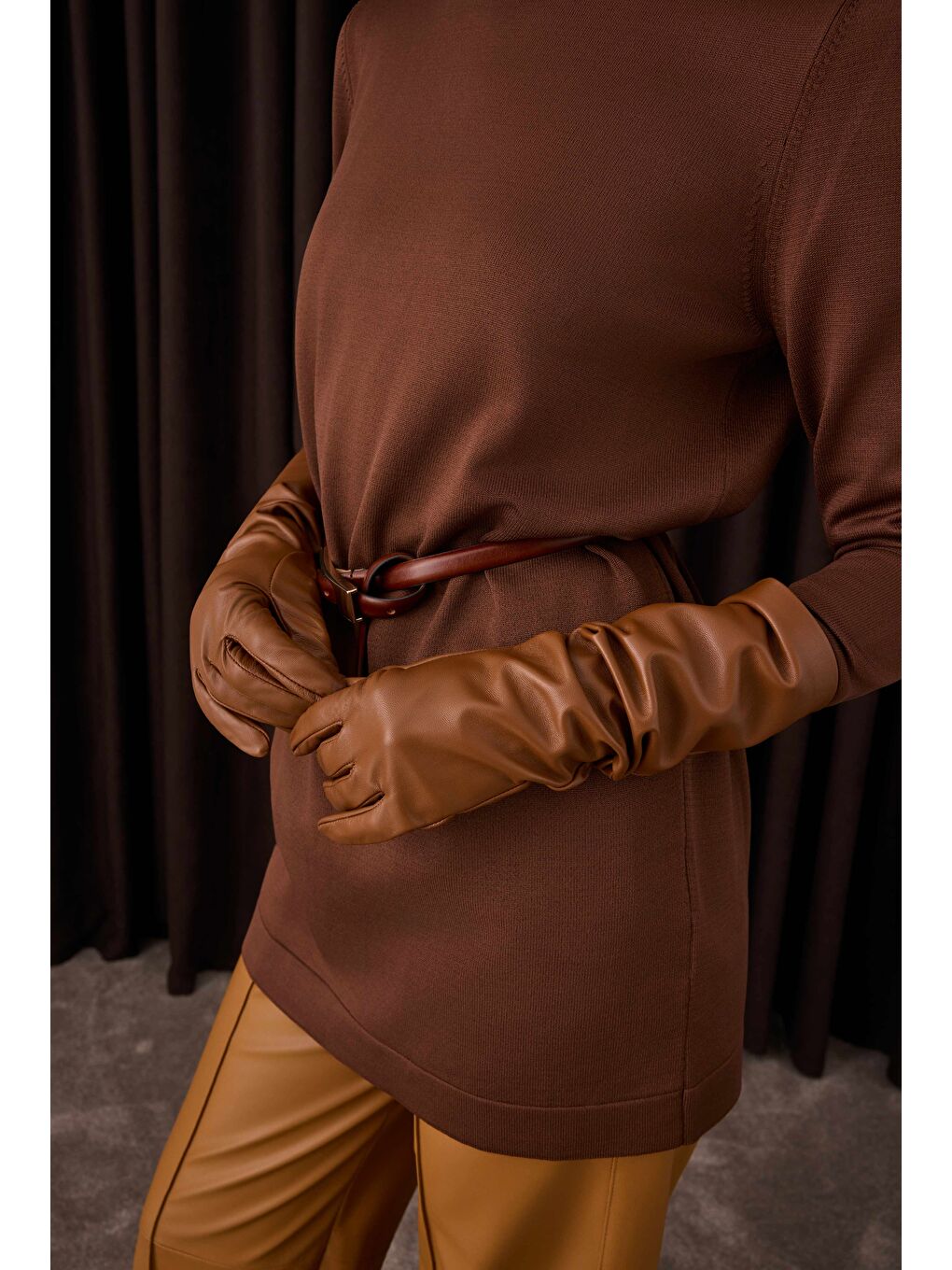 Kahverengi Basic Bisiklet Yaka Triko Acı Kahve-4