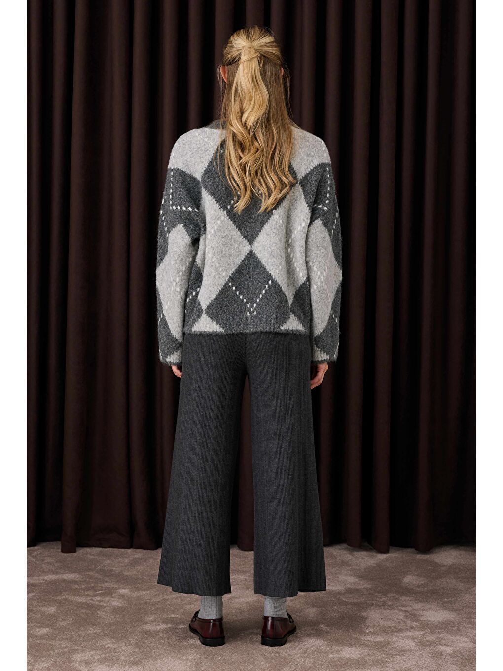 Fitilli Triko Pantolon Antrasit-3