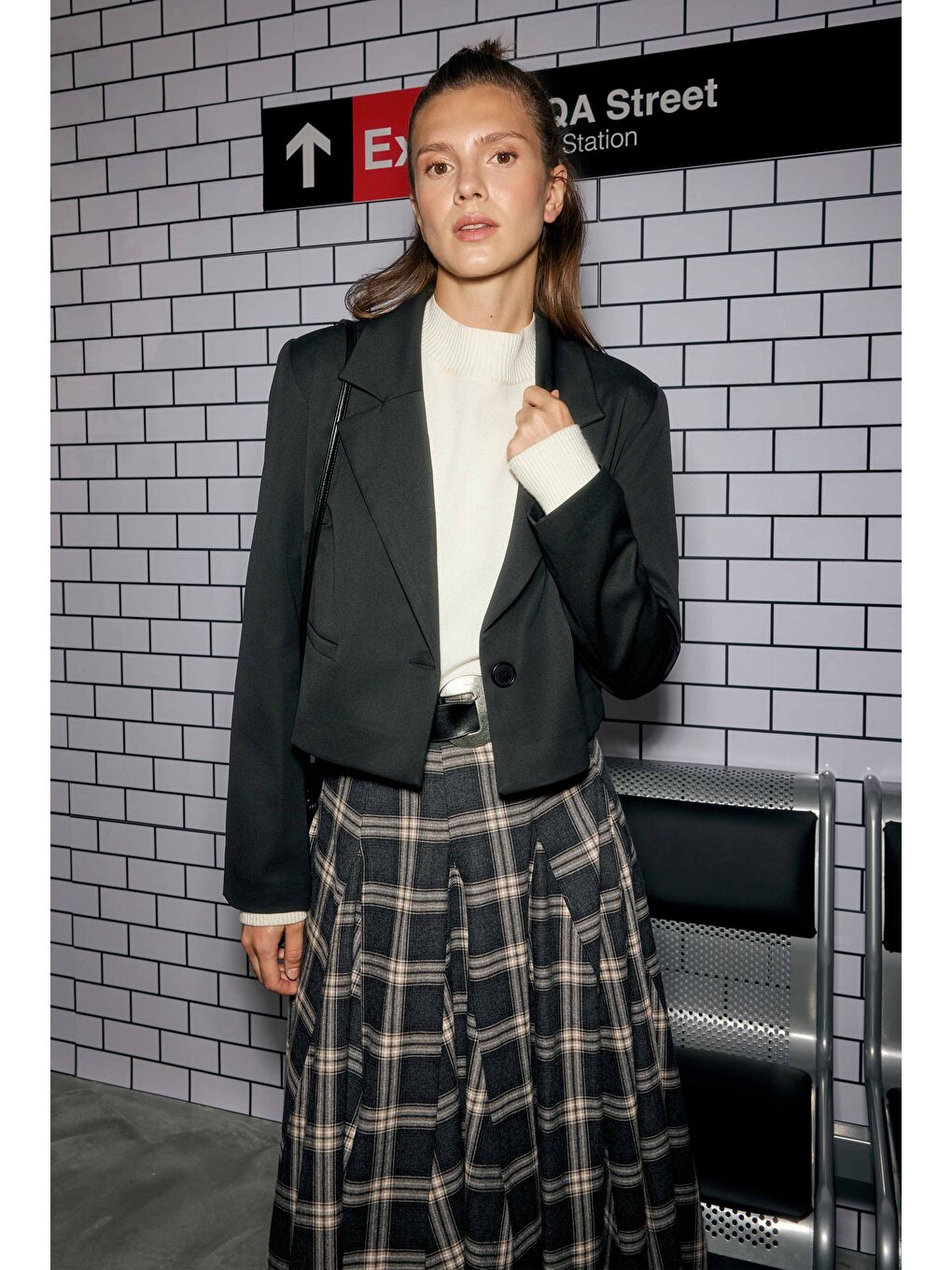 Crop Blazer Ceket Siyah