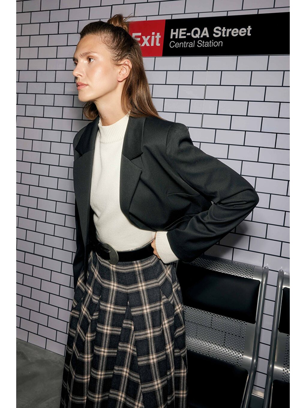 Crop Blazer Ceket Siyah-1