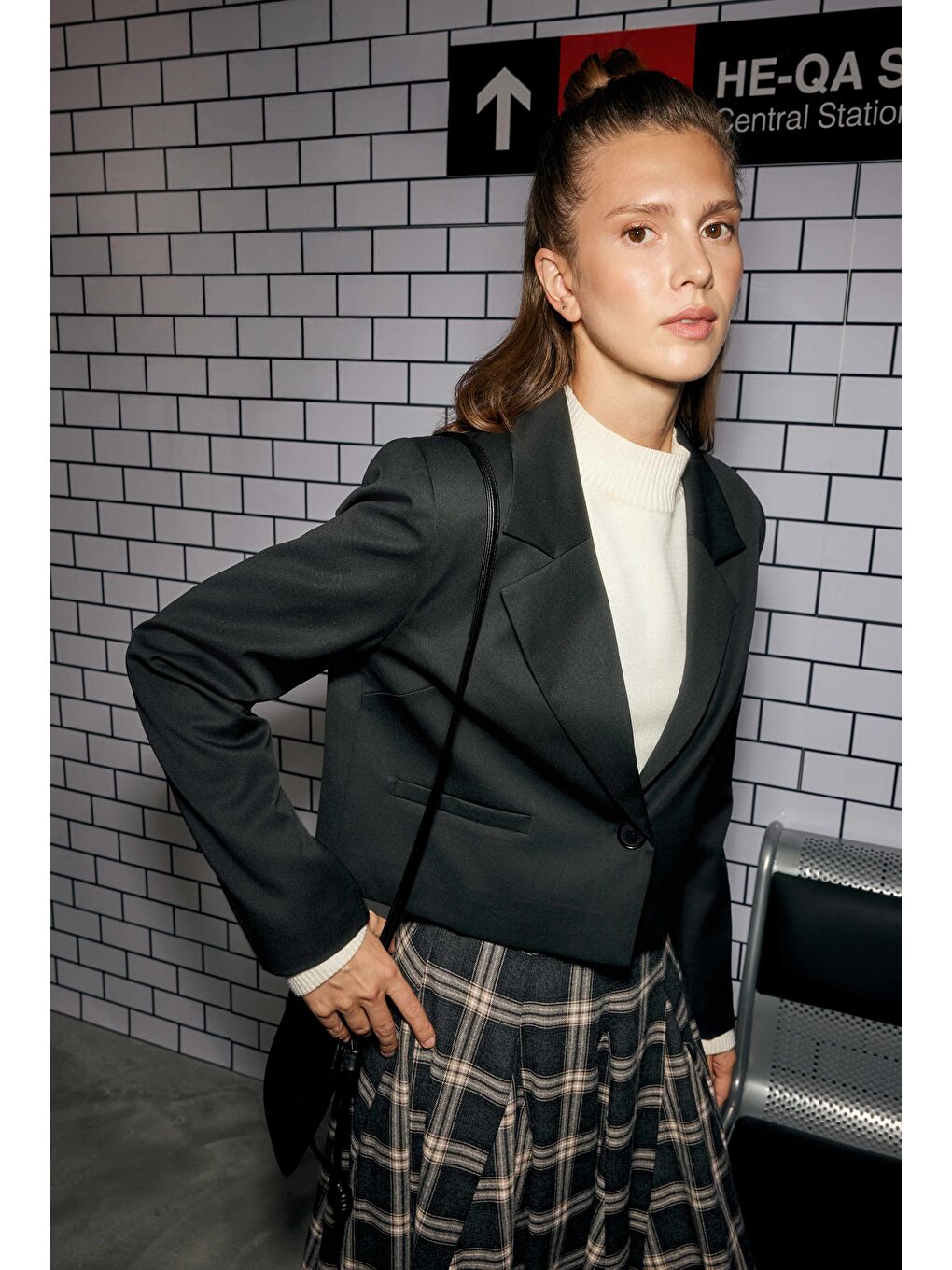 Crop Blazer Ceket Siyah-2