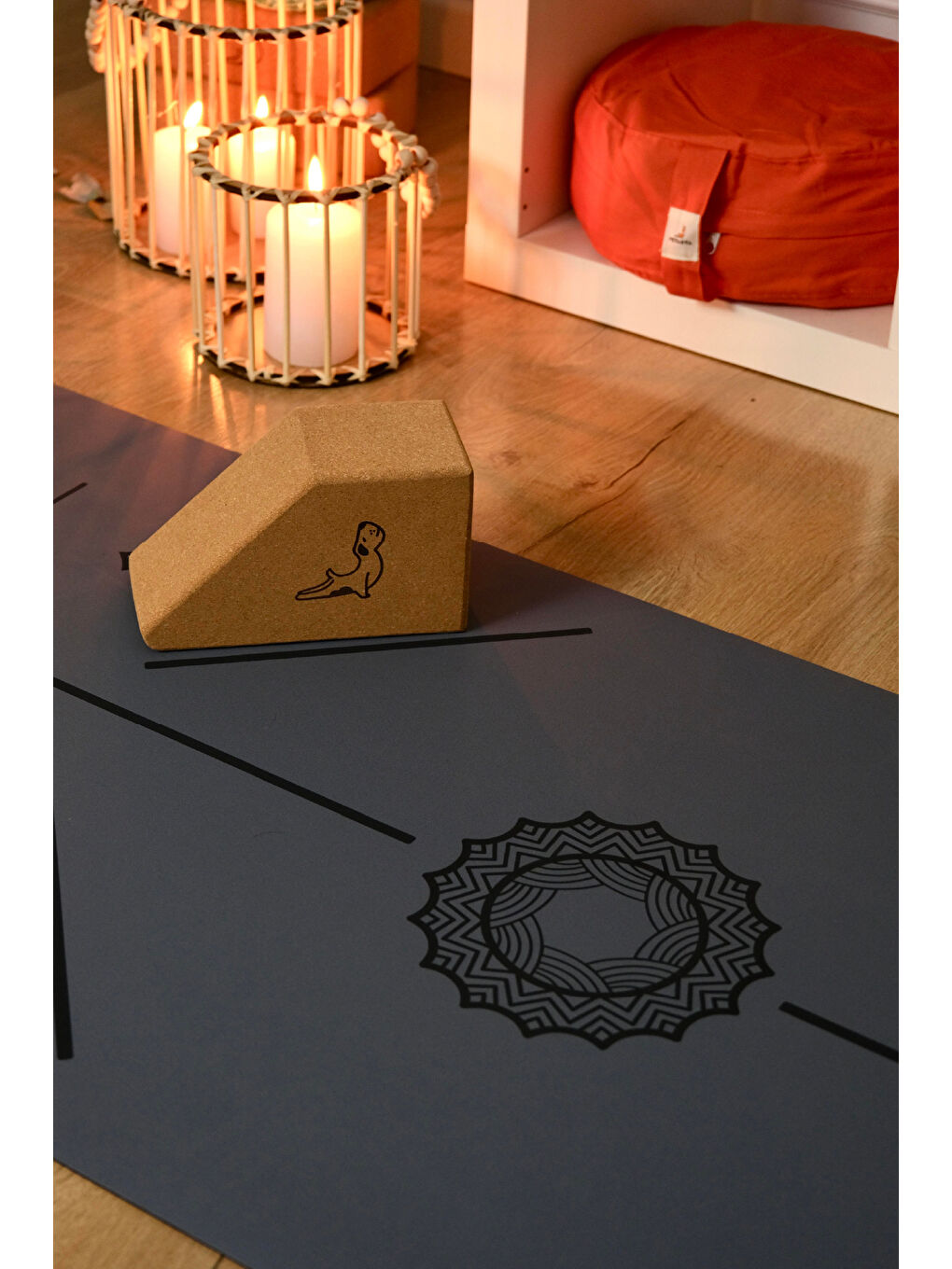 Bej Nature Serisi Mantar Yarım Yoga Bloku-1