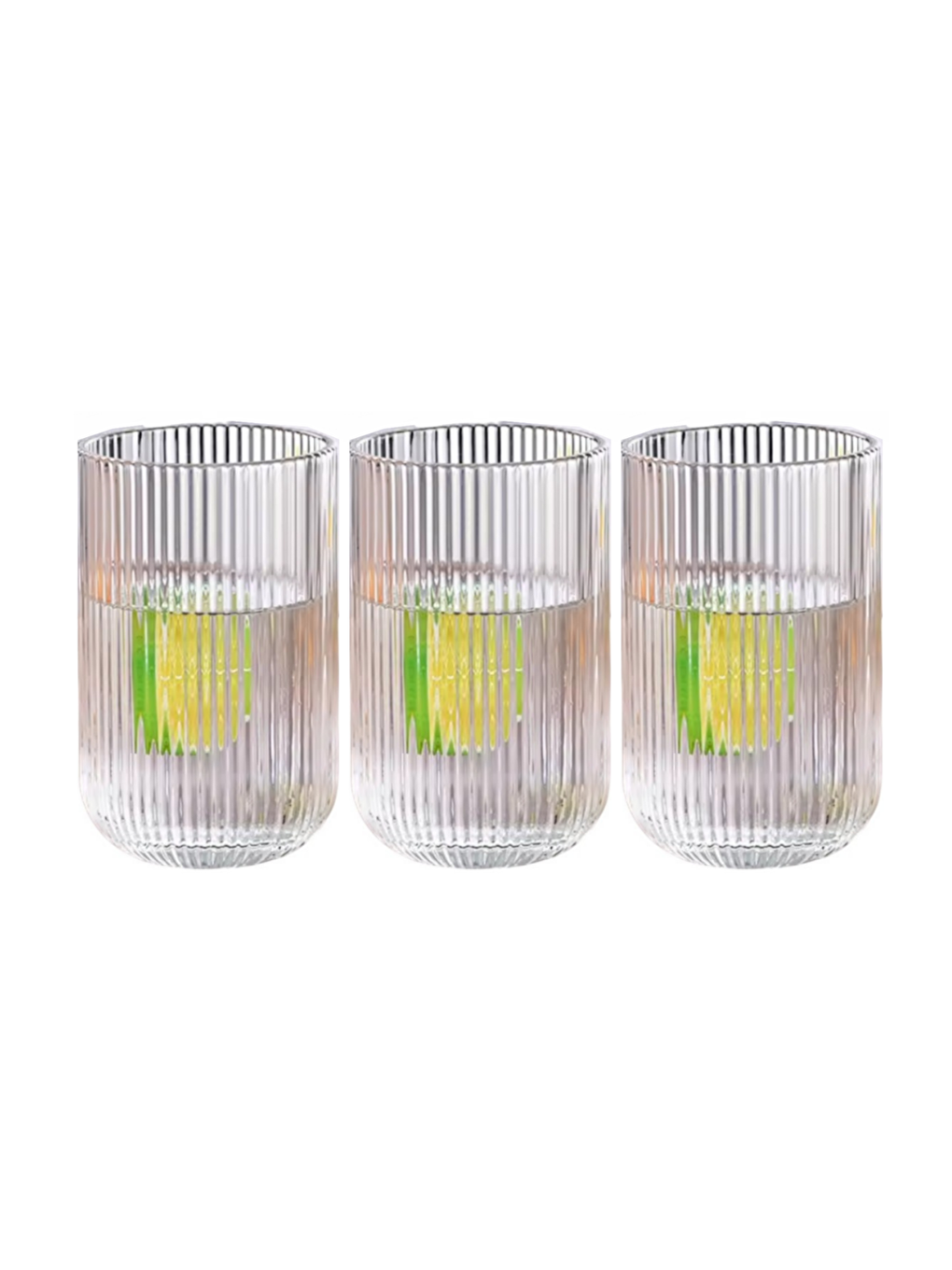 Renksiz Çizgili Su Meşrubat Latte Nescafe Smoothie Cam Bardak 3 Adet 260 ml2013