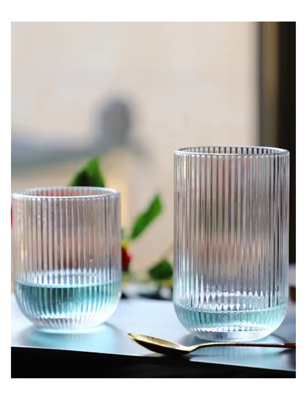 Renksiz Çizgili Su Meşrubat Latte Nescafe Smoothie Cam Bardak 3 Adet 260 ml2013-1