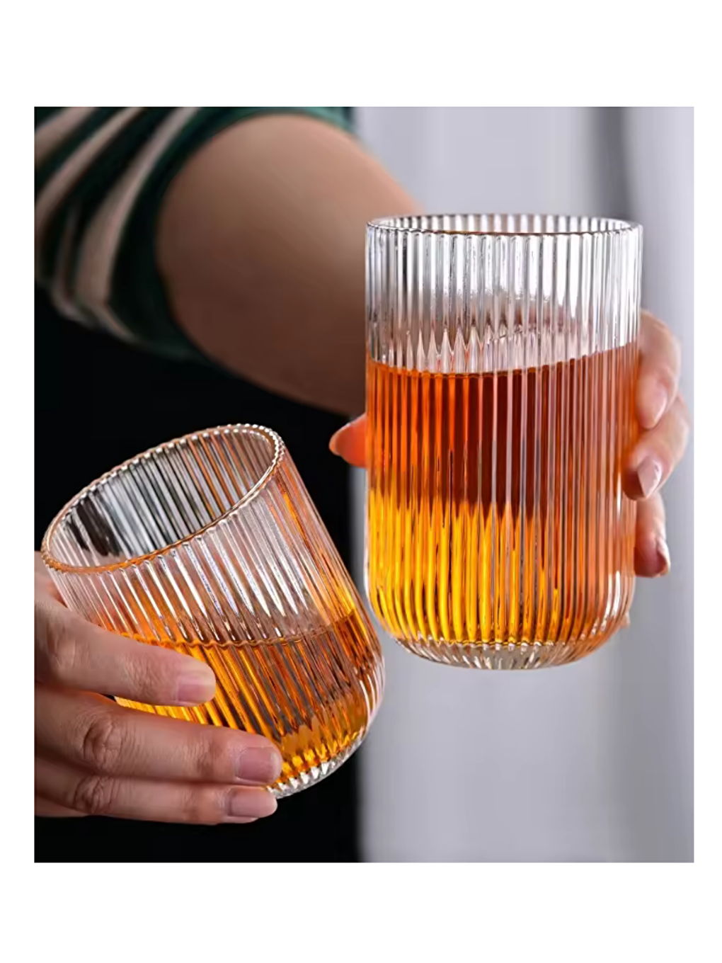 Renksiz Çizgili Su Meşrubat Latte Nescafe Smoothie Cam Bardak 3 Adet 260 ml2013-3