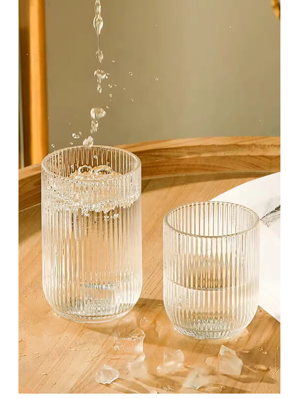 Renksiz Çizgili Su Meşrubat Latte Nescafe Smoothie Cam Bardak 3 Adet 260 ml2013-4