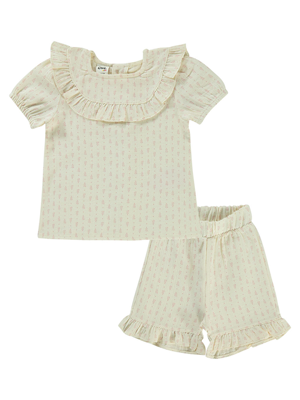 Baby Kız Bebek Şortlu Takım 6-18 Ay Ekru