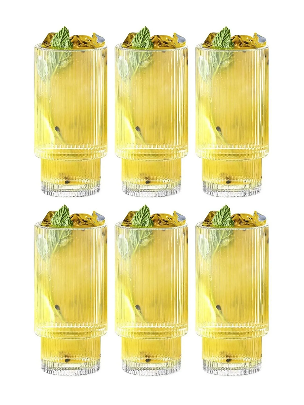 Renksiz Çizgili Yeni Tasarım Cam Bardak Meşrubat Bardağı 2812-1