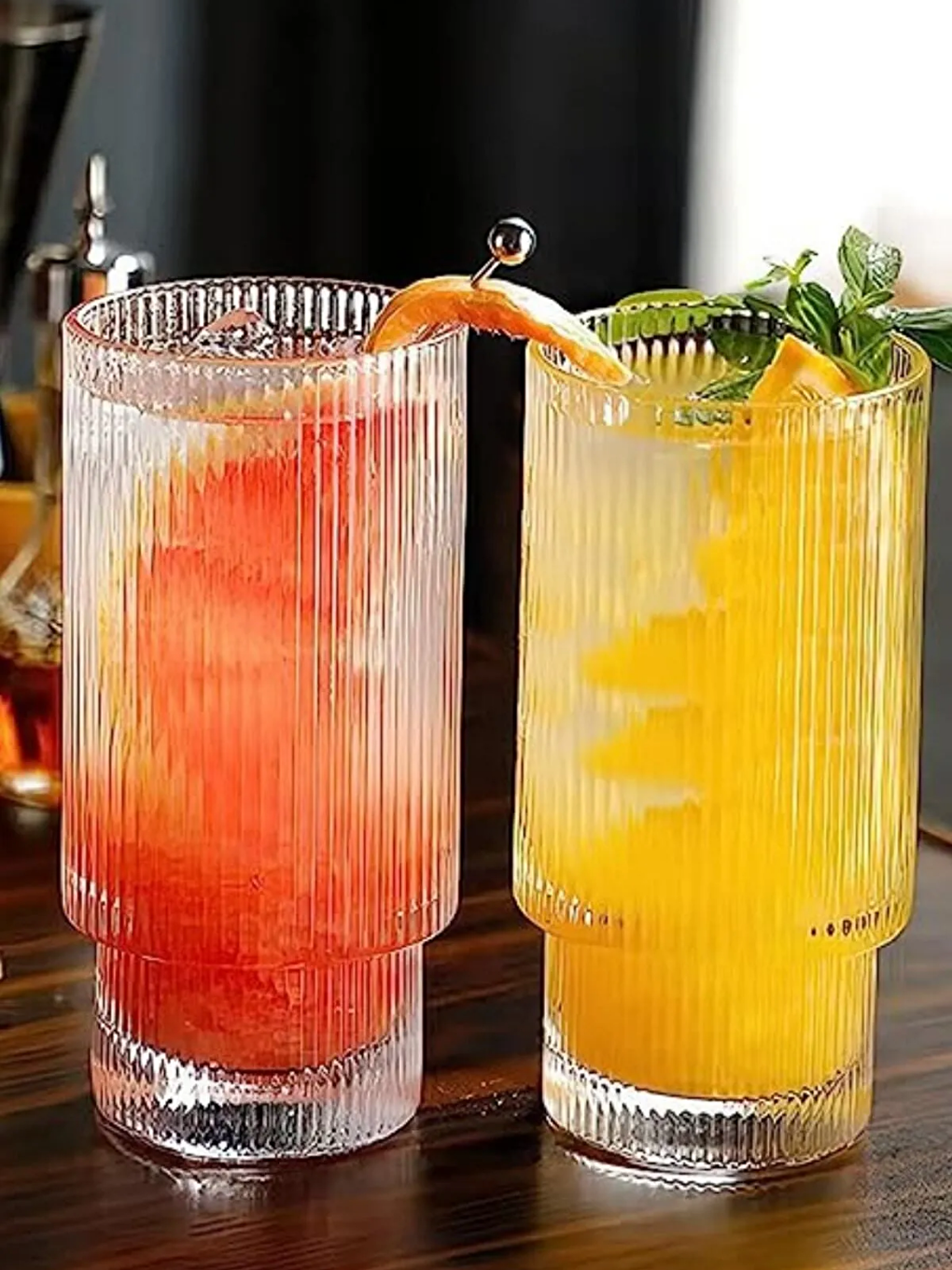 Renksiz Çizgili Yeni Tasarım Cam Bardak Meşrubat Bardağı 2812-2