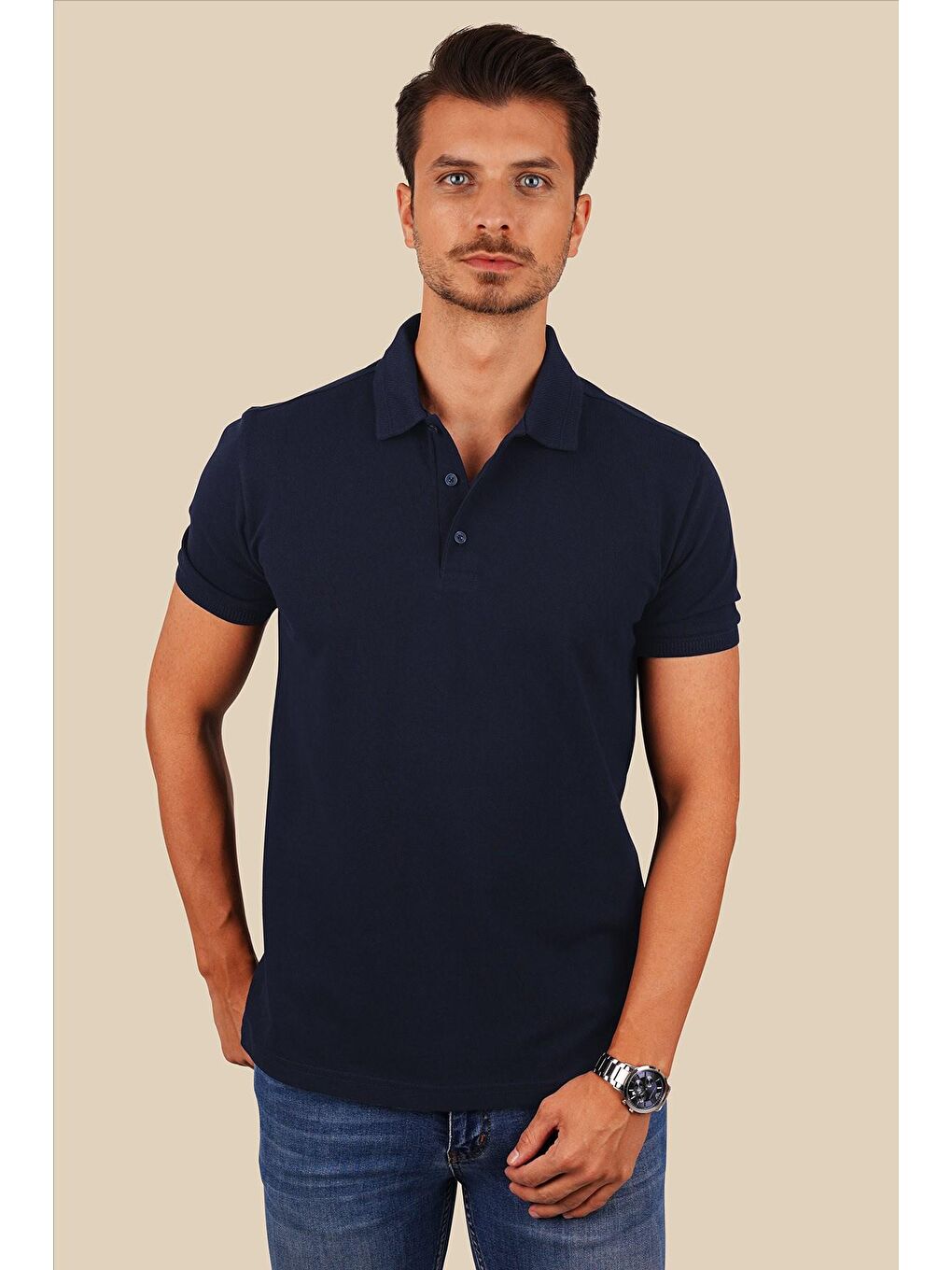 Etikmen Lacivert Yaka Desenli Erkek Polo Yaka Tişört - 2