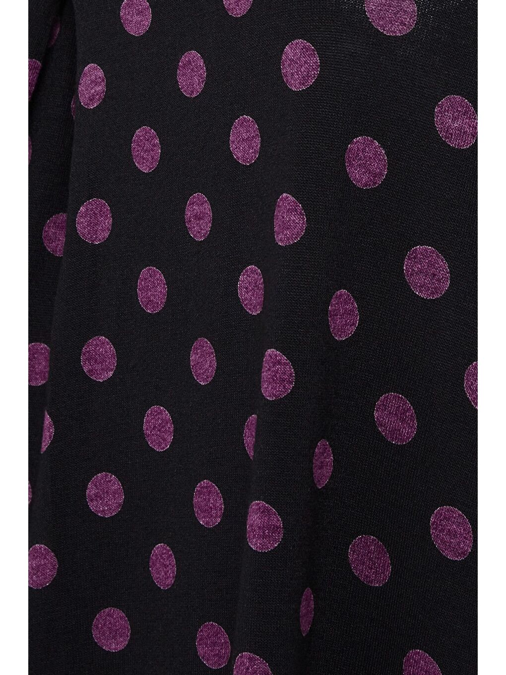 Siyah Büyük Beden Sıfır Kol Bisiklet Yaka Puantiye Desenli Bluz 302247-3