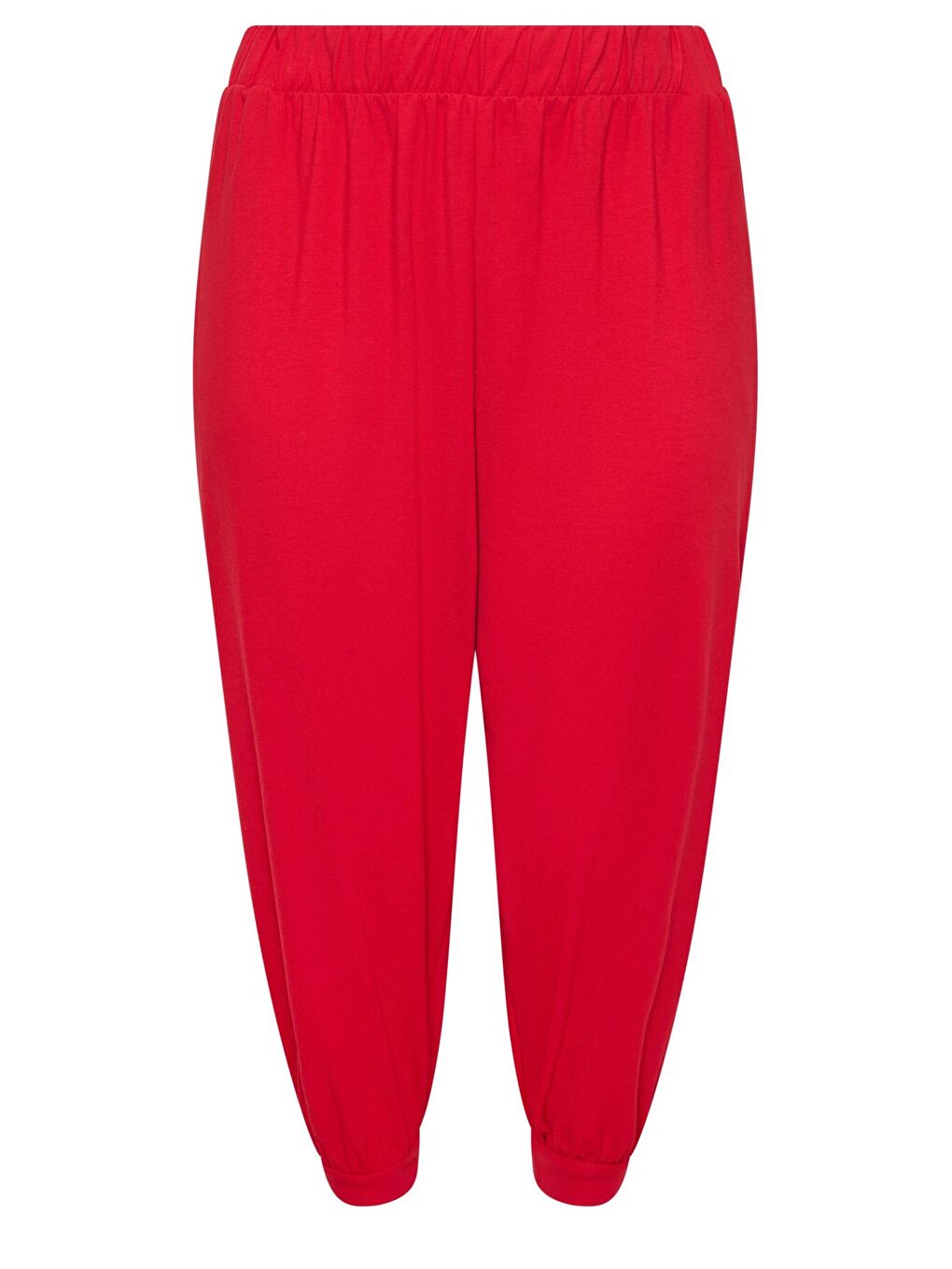Kırmızı Büyük Beden Paçası ve Beli Lastik Detaylı Cepli Jogger Pantolon 303211-5