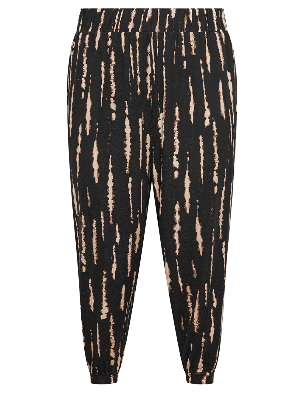 Siyah Büyük Beden Paçası Lastikli Elastanlı Esnek Kumaş Pantolon 145047-6