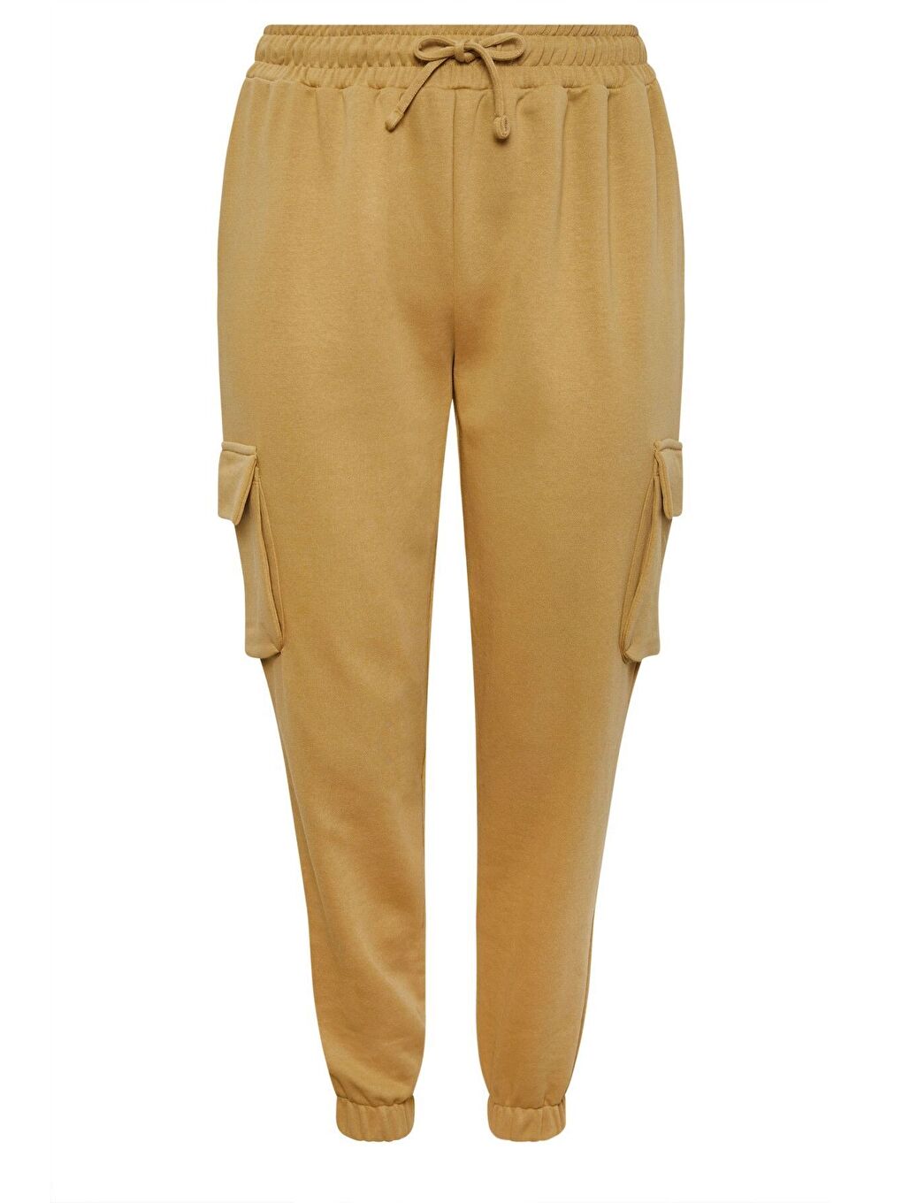 Bej Büyük Beden Paçası Lastikli Cep Detaylı Kargo Jogger Pantolon 302772-5