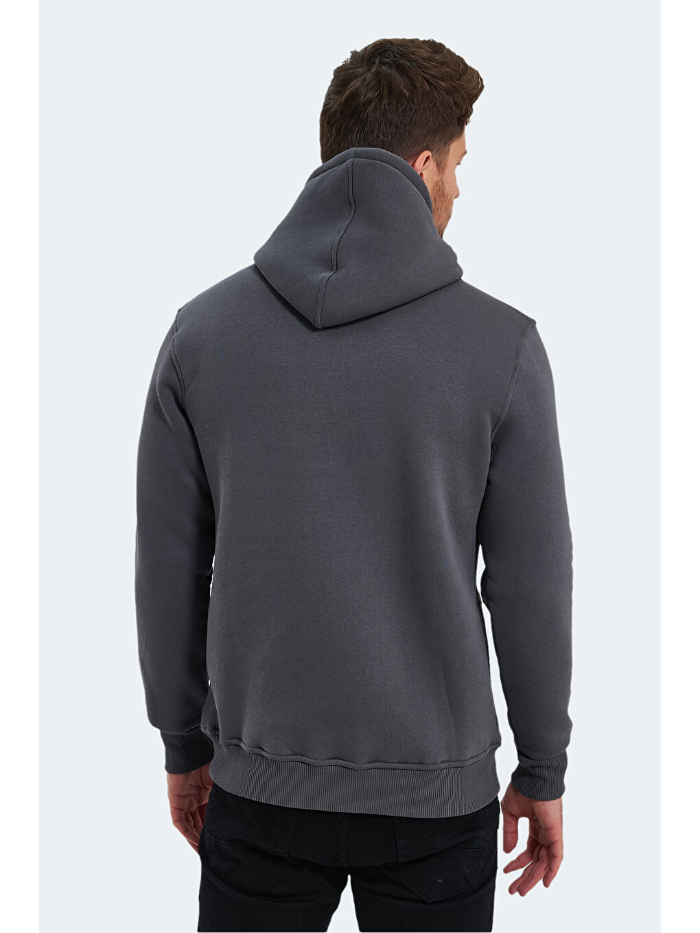 Erkek Kapüşonlu Sweatshirt Koyu Gri-1