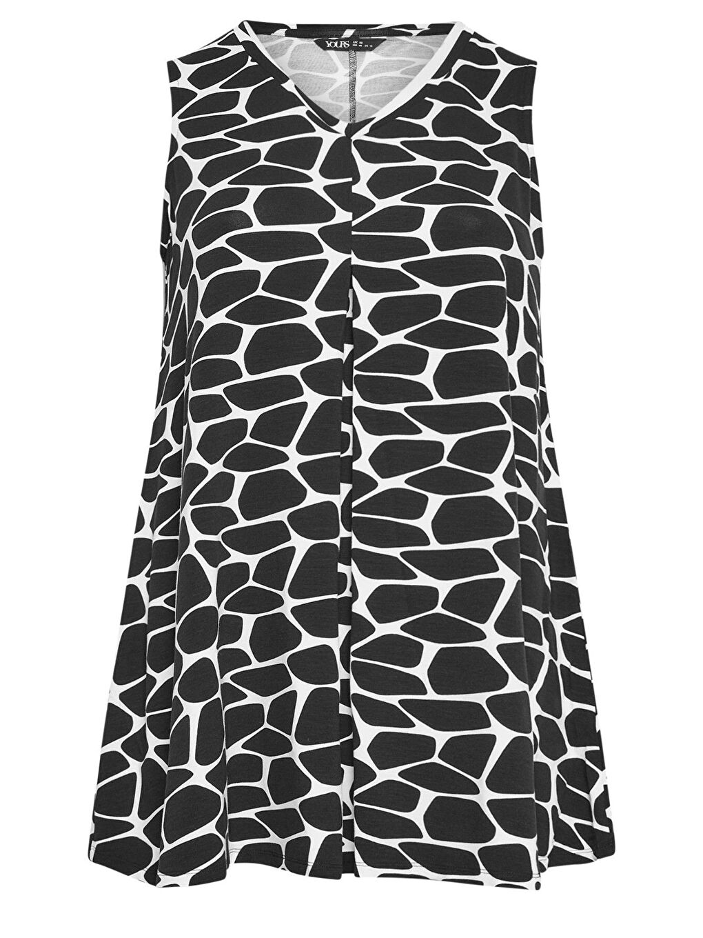 Siyah Büyük Beden Kolsuz V Yaka Desenli Elastanlı Bluz 321676-4