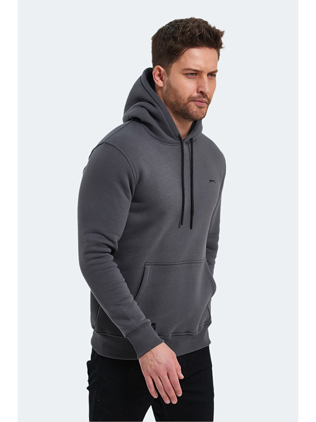 Erkek Kapüşonlu Sweatshirt Koyu Gri-2