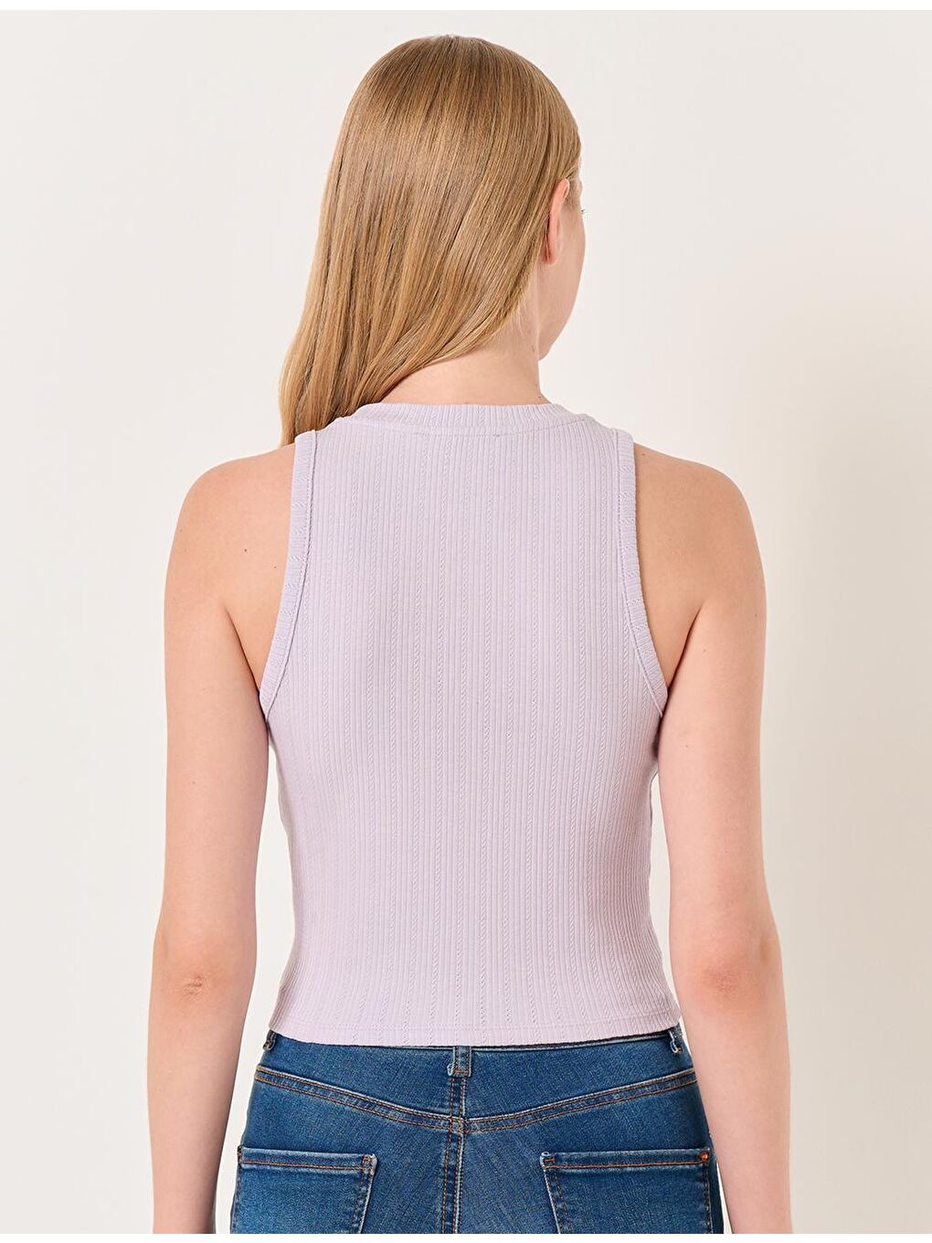 Lila Bisiklet Yaka Kolsuz Basic Atlet-4