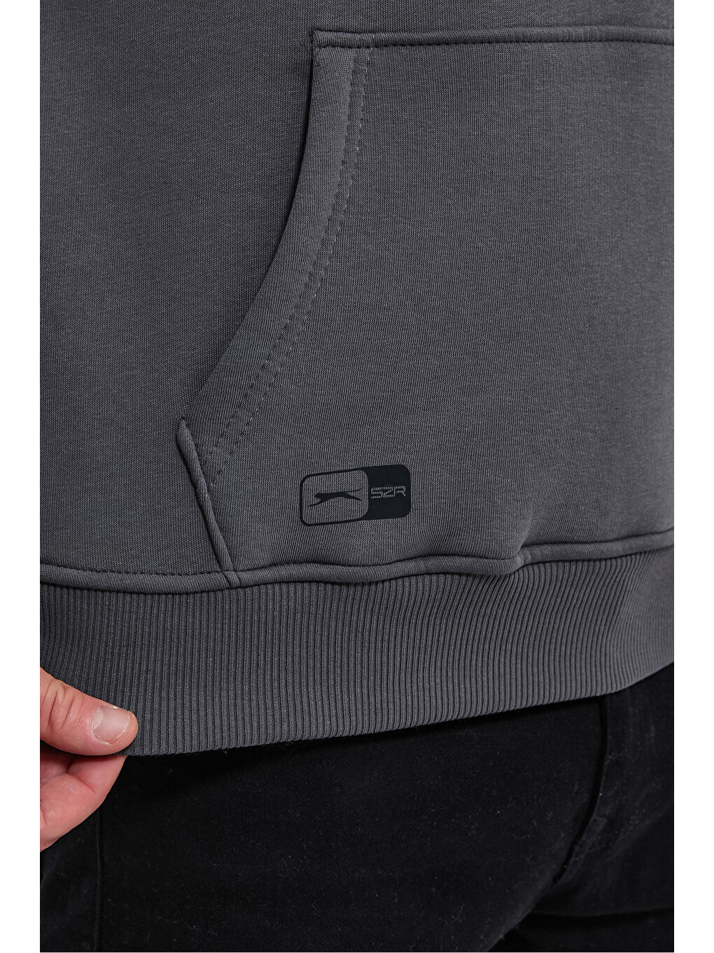 Erkek Kapüşonlu Sweatshirt Koyu Gri-3