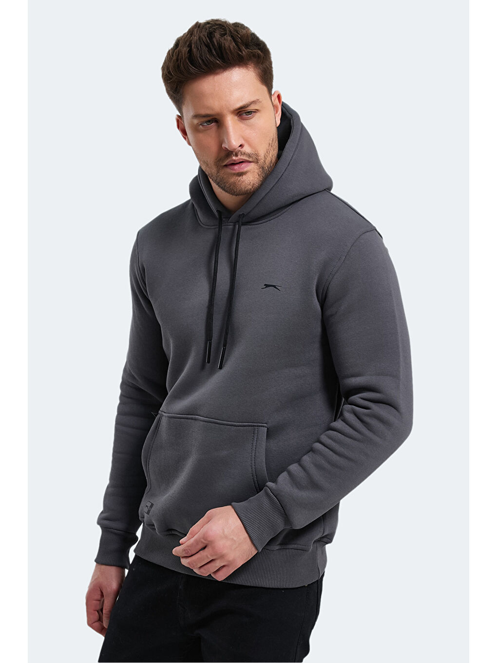 Erkek Kapüşonlu Sweatshirt Koyu Gri-5