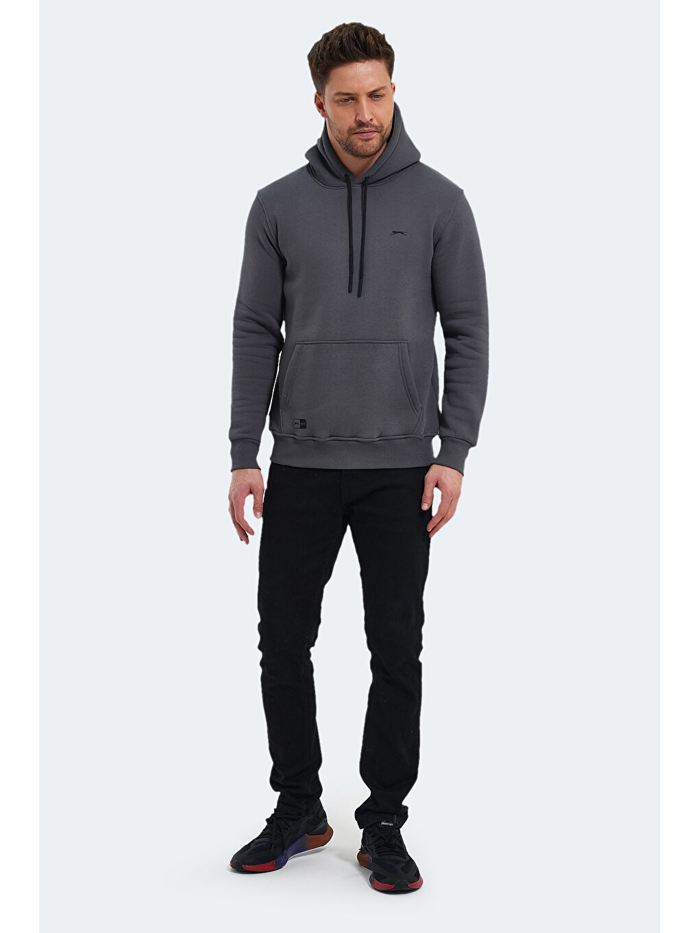 Erkek Kapüşonlu Sweatshirt Koyu Gri-6