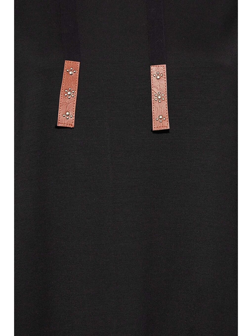 Siyah Büyük Beden Kapüşonlu Yırtmaç Detaylı Uzun Kollu Sweatshirt 301171-5