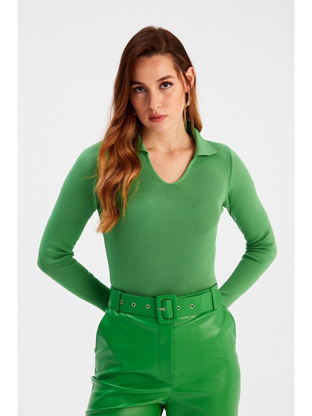 Polo Yaka Triko - Yeşil-2