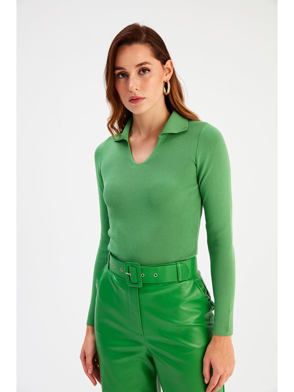 Polo Yaka Triko - Yeşil-3