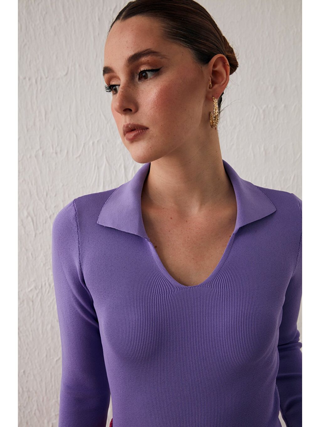 Polo Yaka Triko - Lila-1