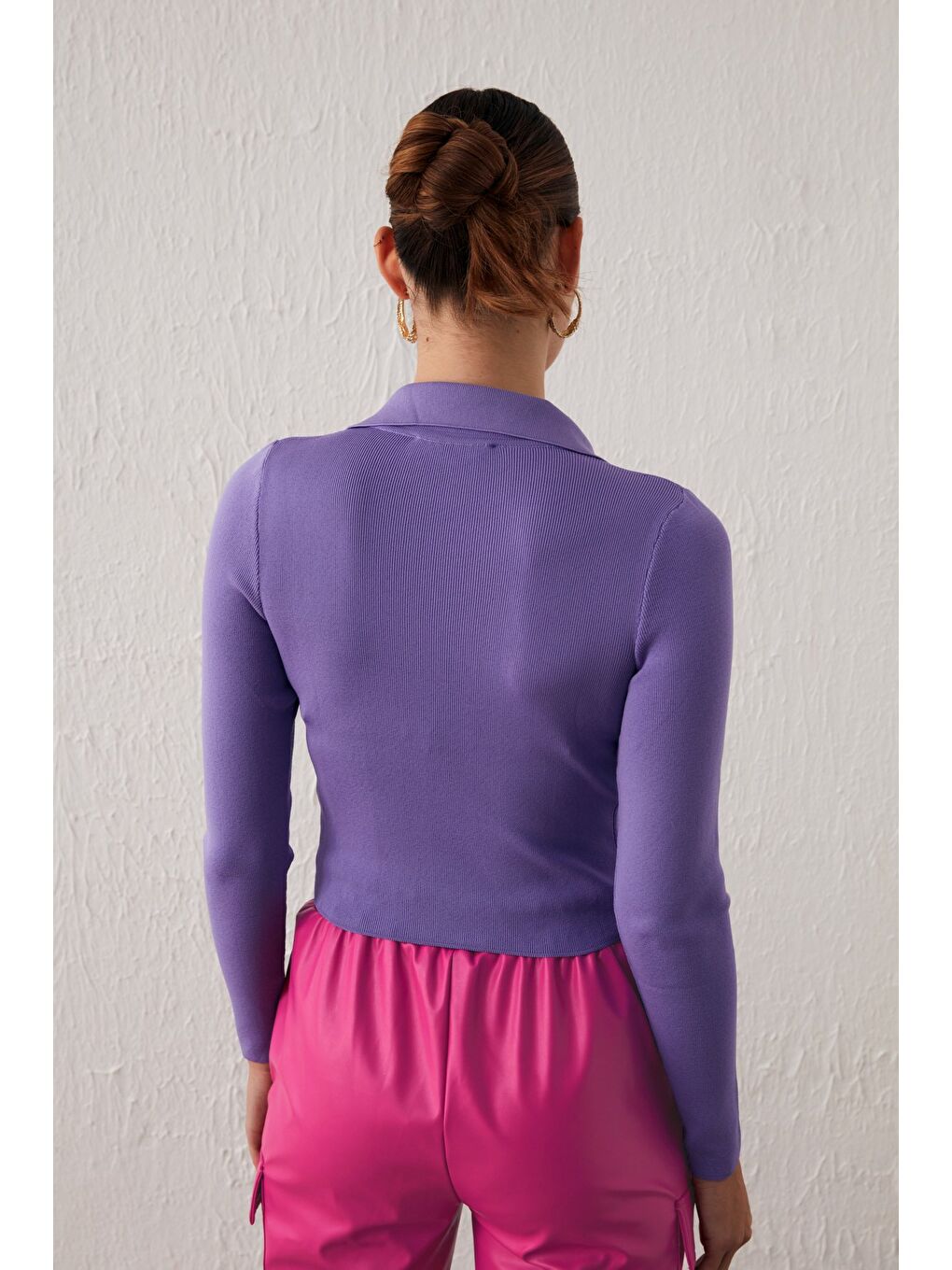 Polo Yaka Triko - Lila-4