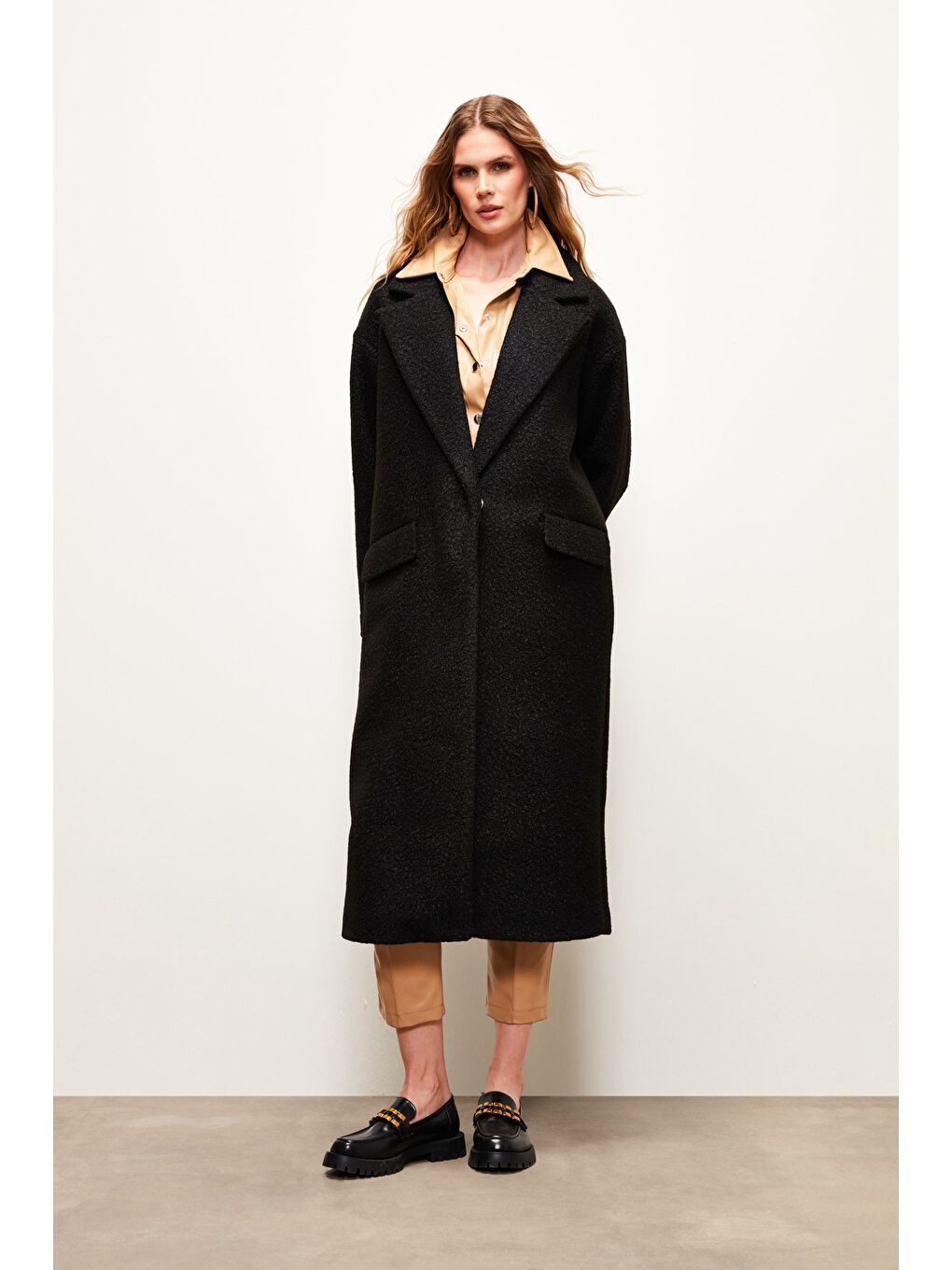 Uzun Buklet Kaban - Siyah-2