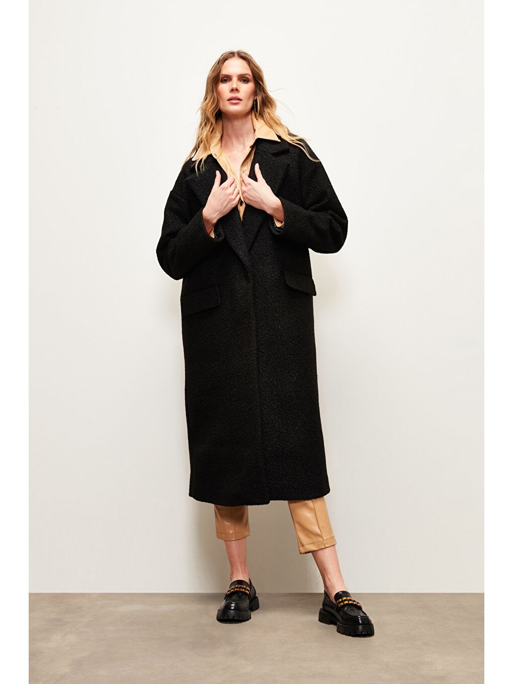 Uzun Buklet Kaban - Siyah-3