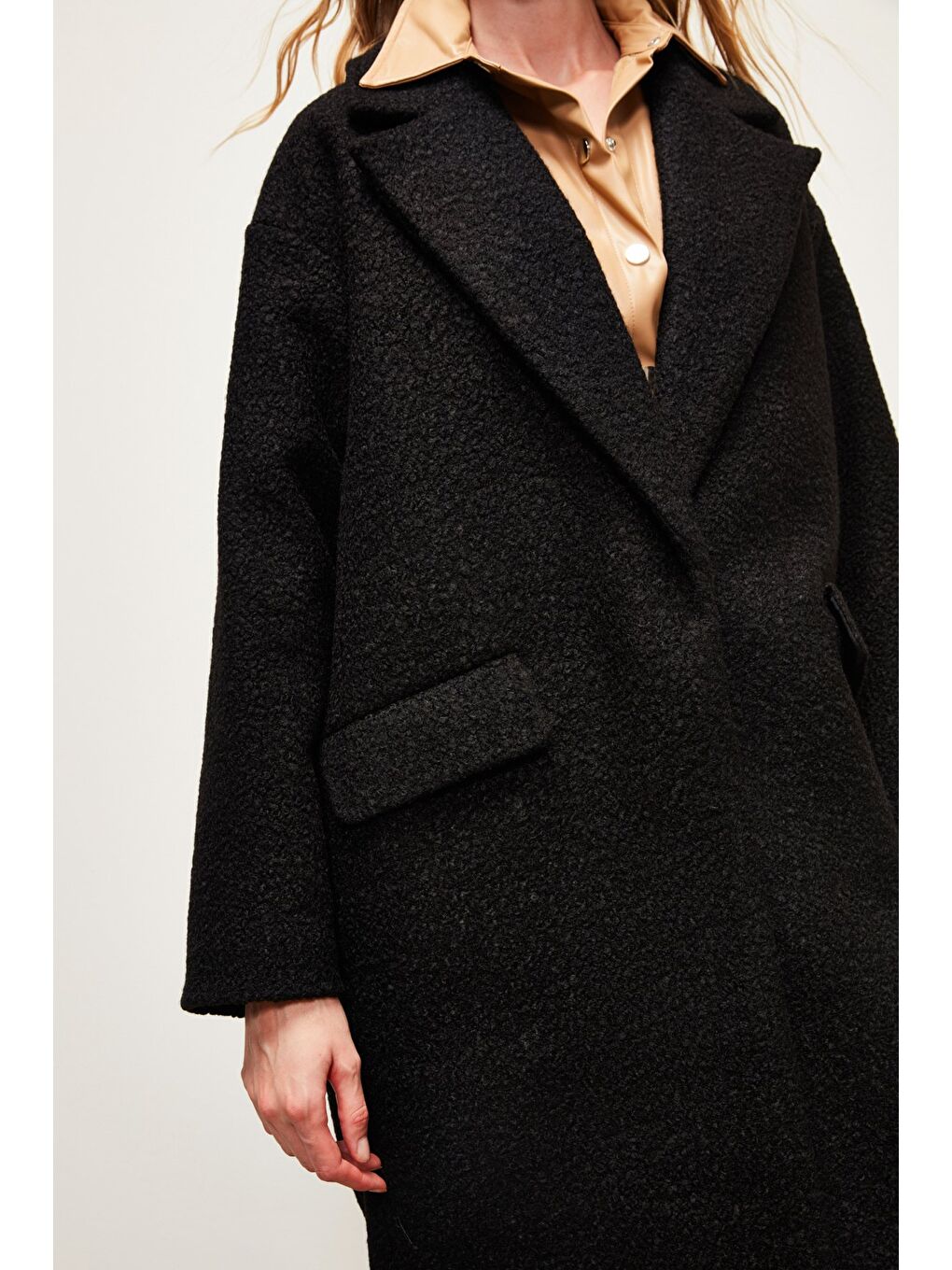 Uzun Buklet Kaban - Siyah-5