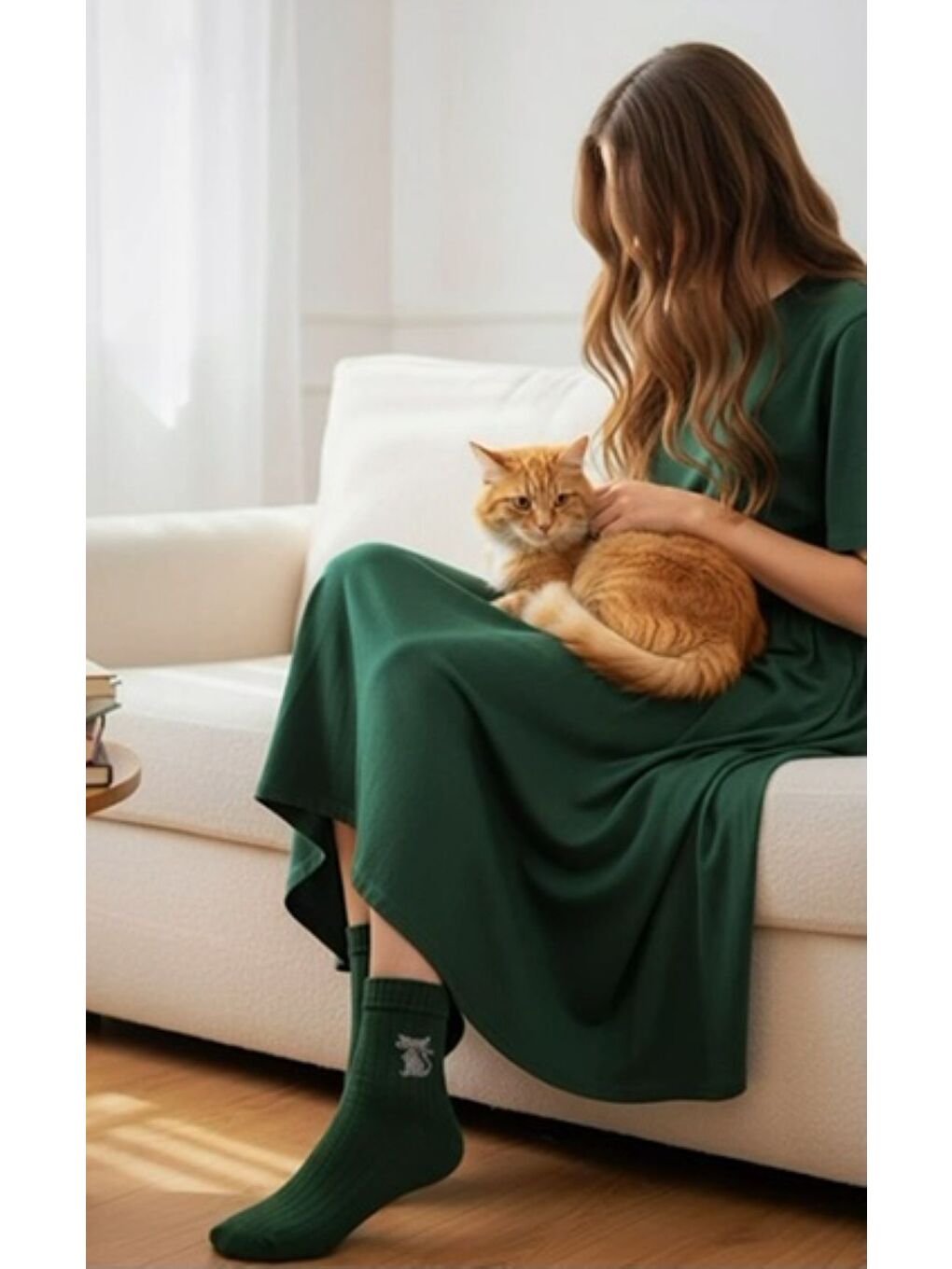 Karışık Kadın Premium Soket Çorap 12’li Set – Minimal Kedi Taş Detaylı – Renkli Seri (12 Çift)-3