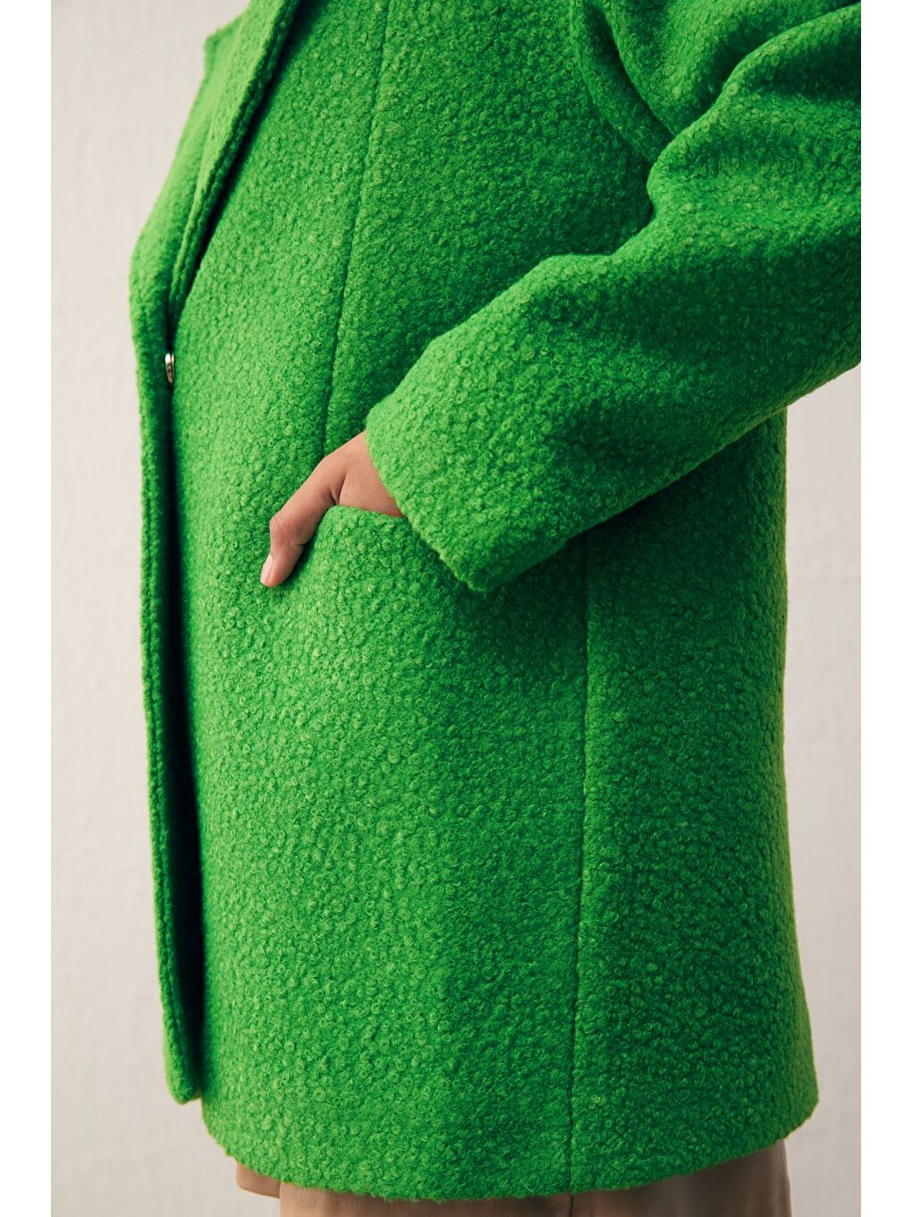 Cep Detaylı Oversize Kaban - Yeşil-5