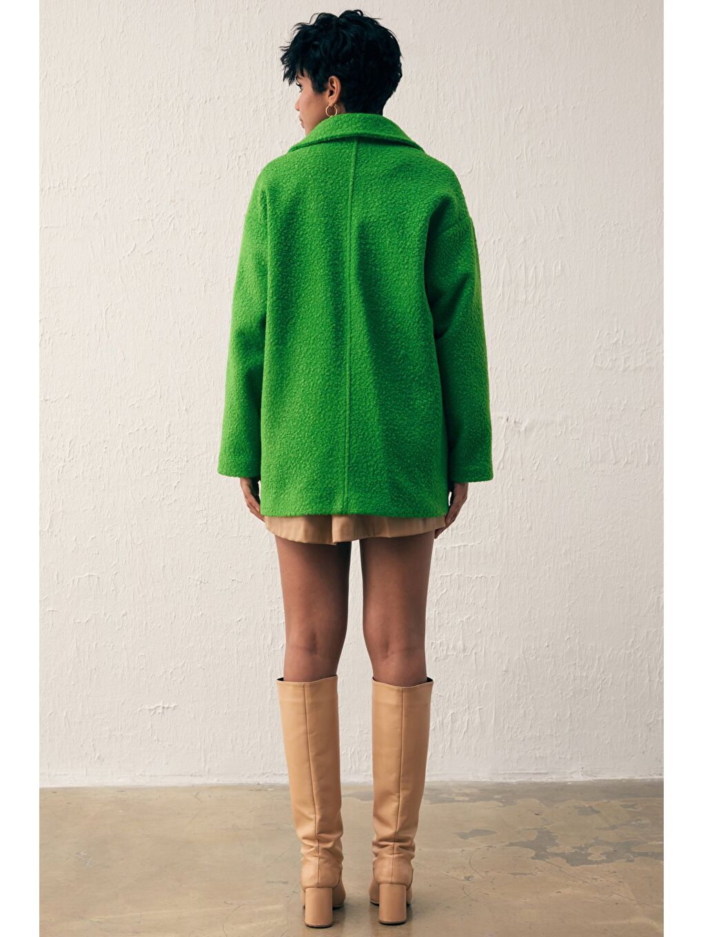 Cep Detaylı Oversize Kaban - Yeşil-6